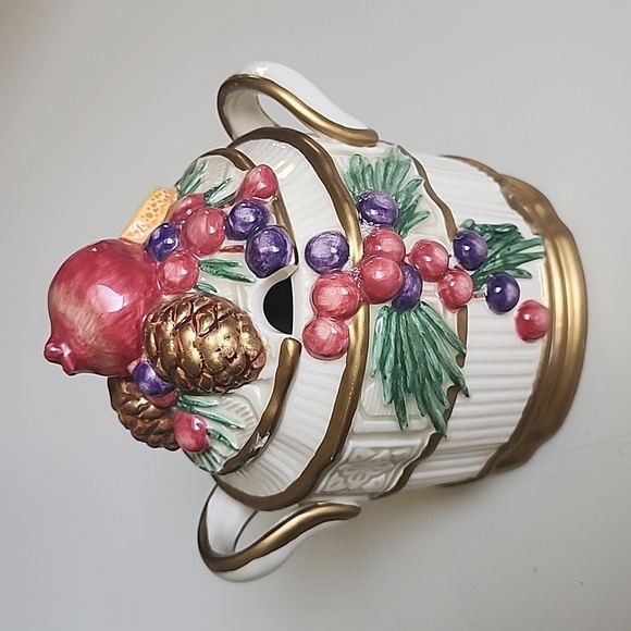 Fitz and Floyd Classics 1990 Winter Spice Christmas Sugar bowl with lid - Picture 3 of 8